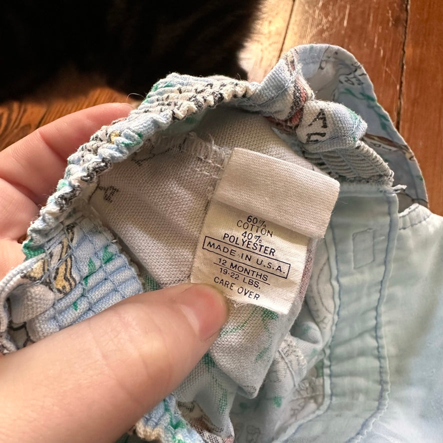 Vintage 1985 Safari Printed Overalls - 12 Months