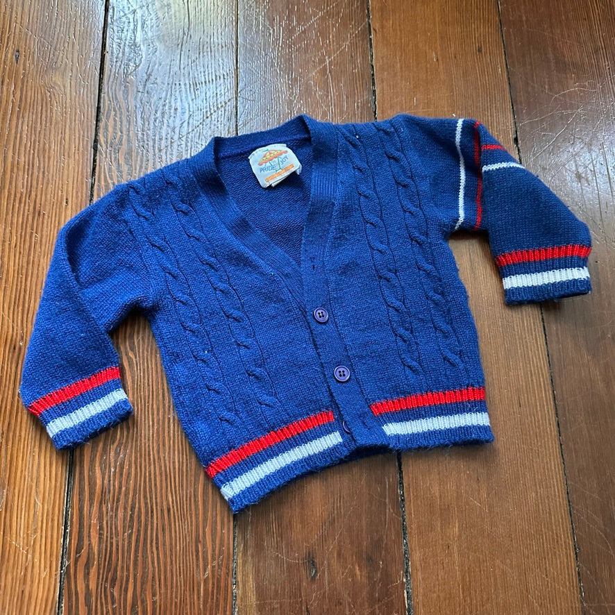 Pride N Joy Vintage Blue Cable Knit Cardigan - 18 Months