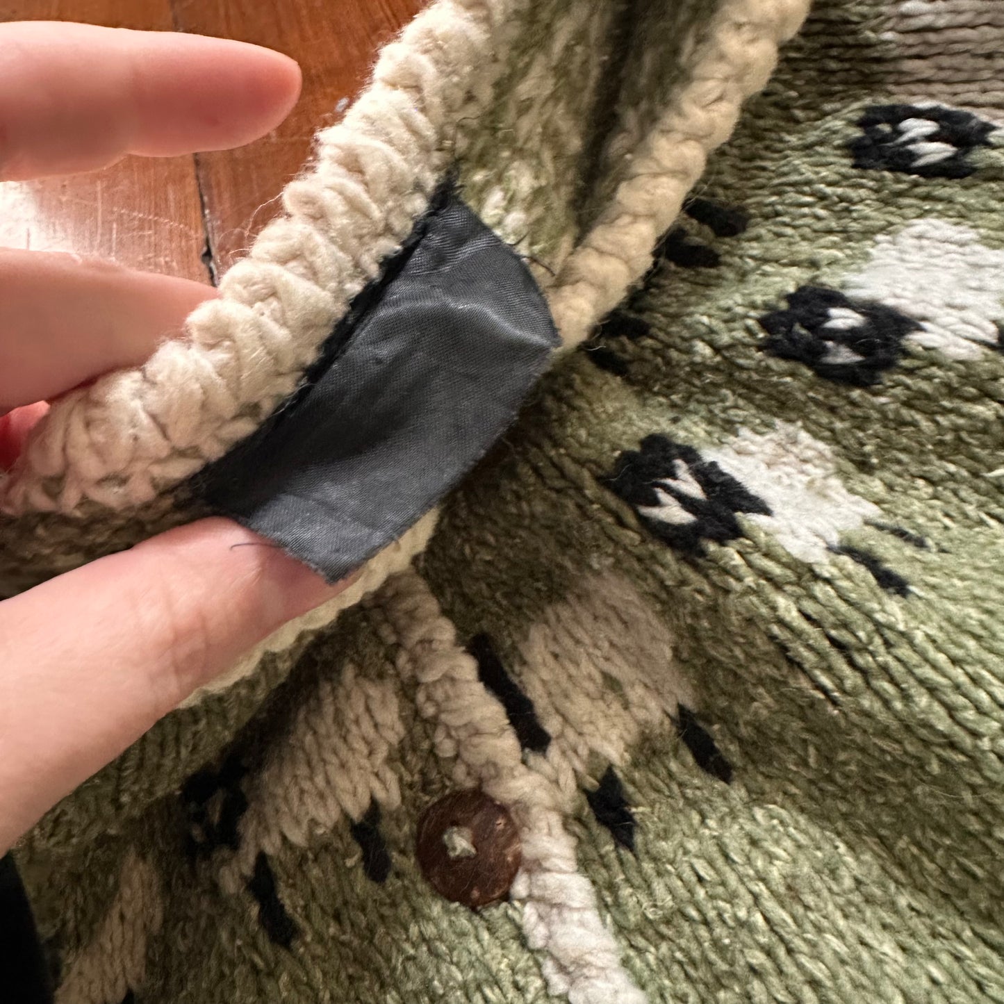 Vintage Handmade Green Knit Sheep Cardigan