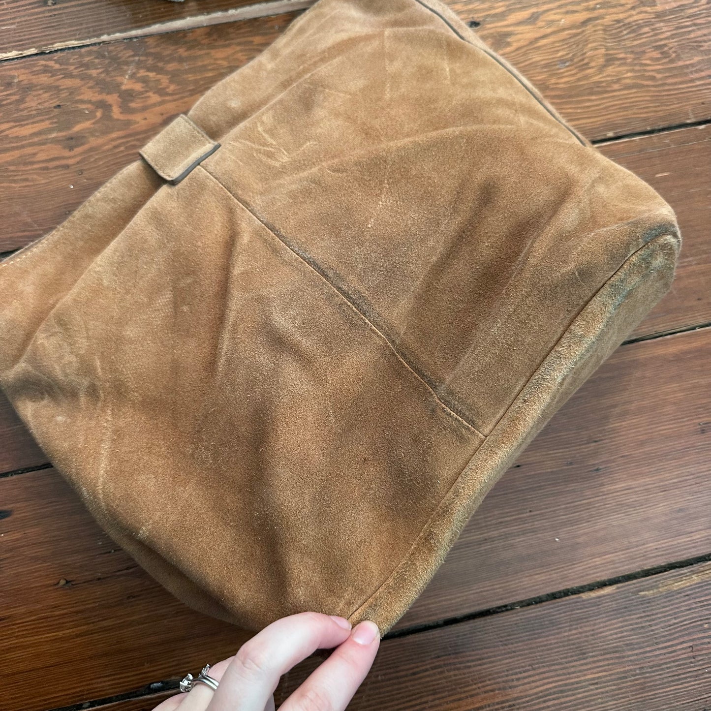 India Hicks Suede Leather Hobo Should Bag Purse with Adjustable Strap