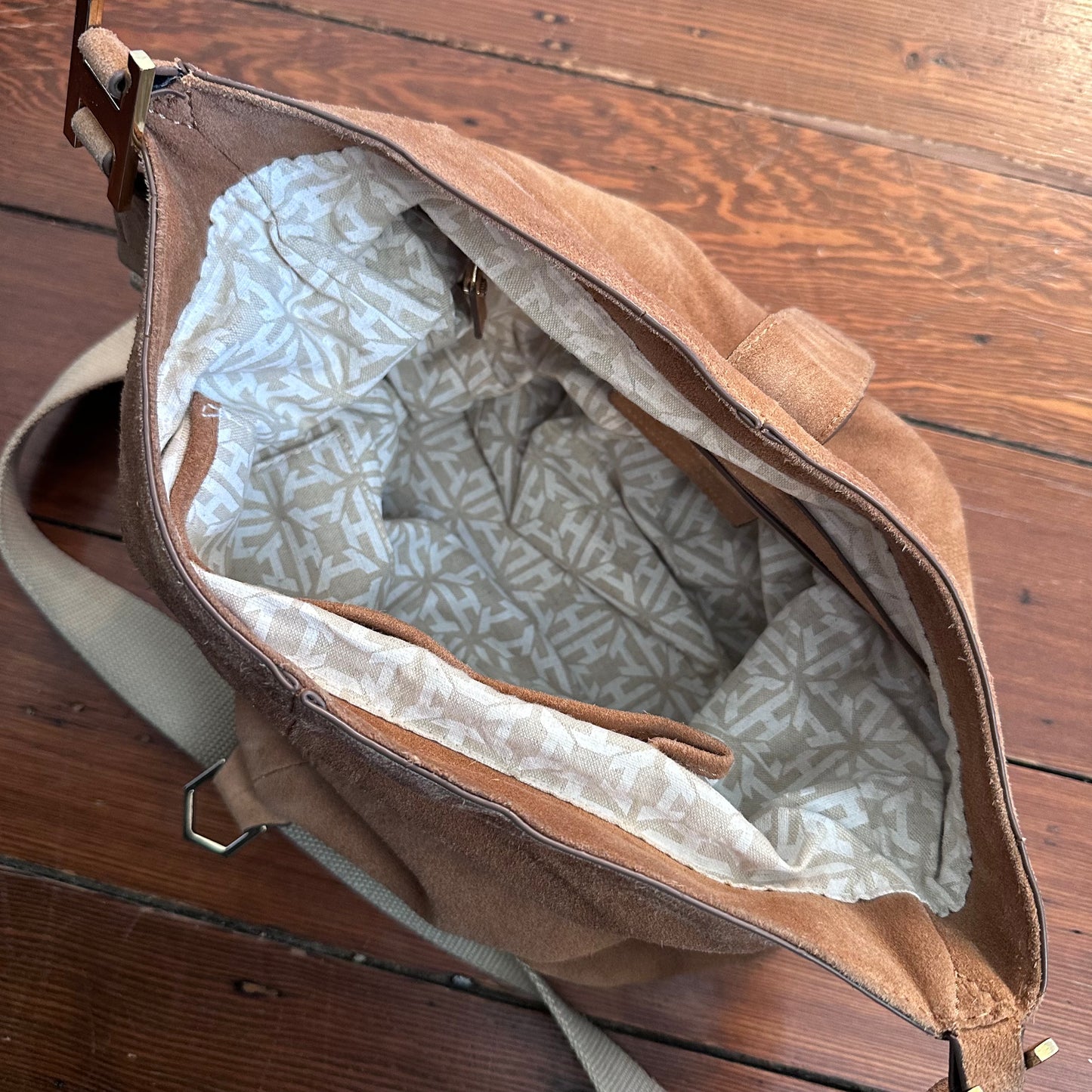 India Hicks Suede Leather Hobo Should Bag Purse with Adjustable Strap
