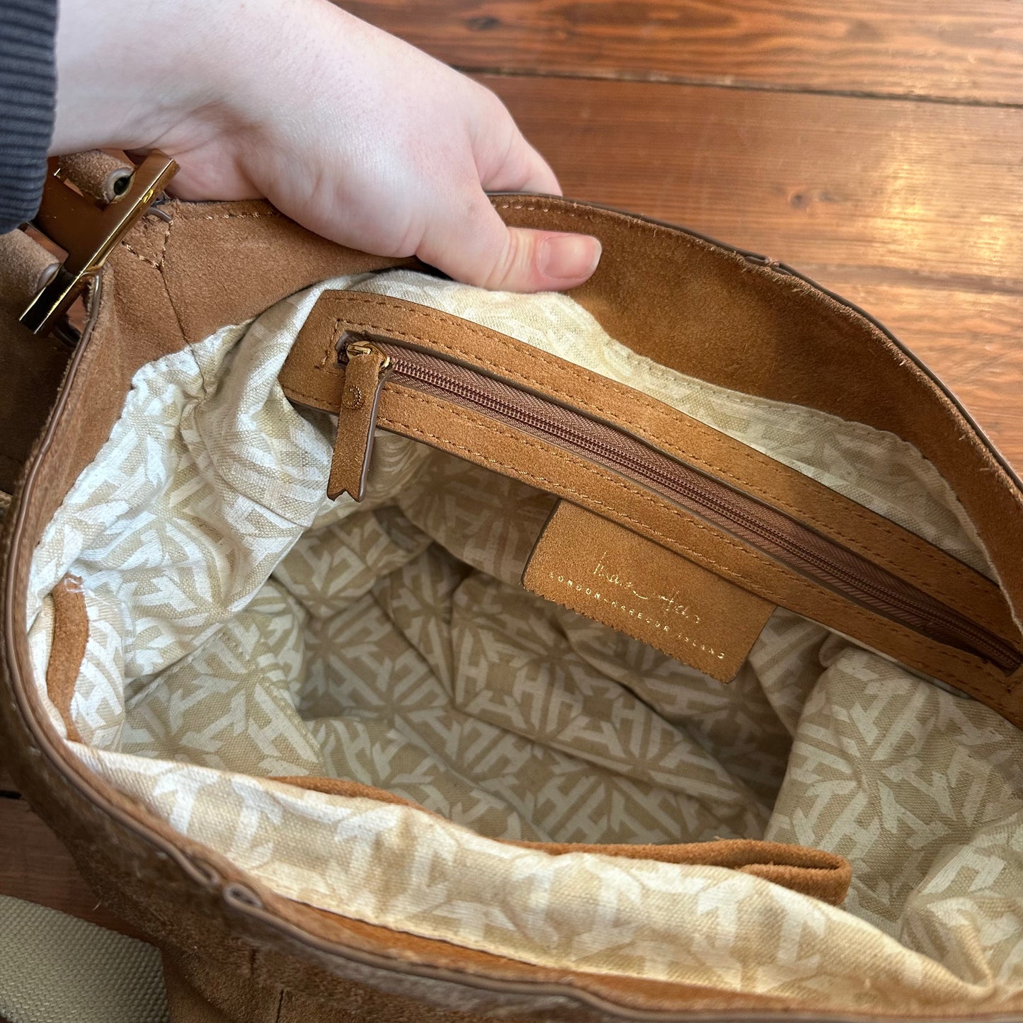 India Hicks Suede Leather Hobo Should Bag Purse with Adjustable Strap