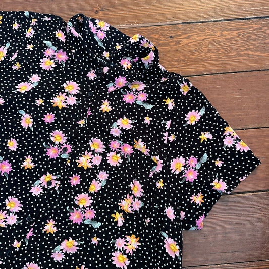 Torrid Floral & Polka Dots Button Up Blouse - Size 4XL