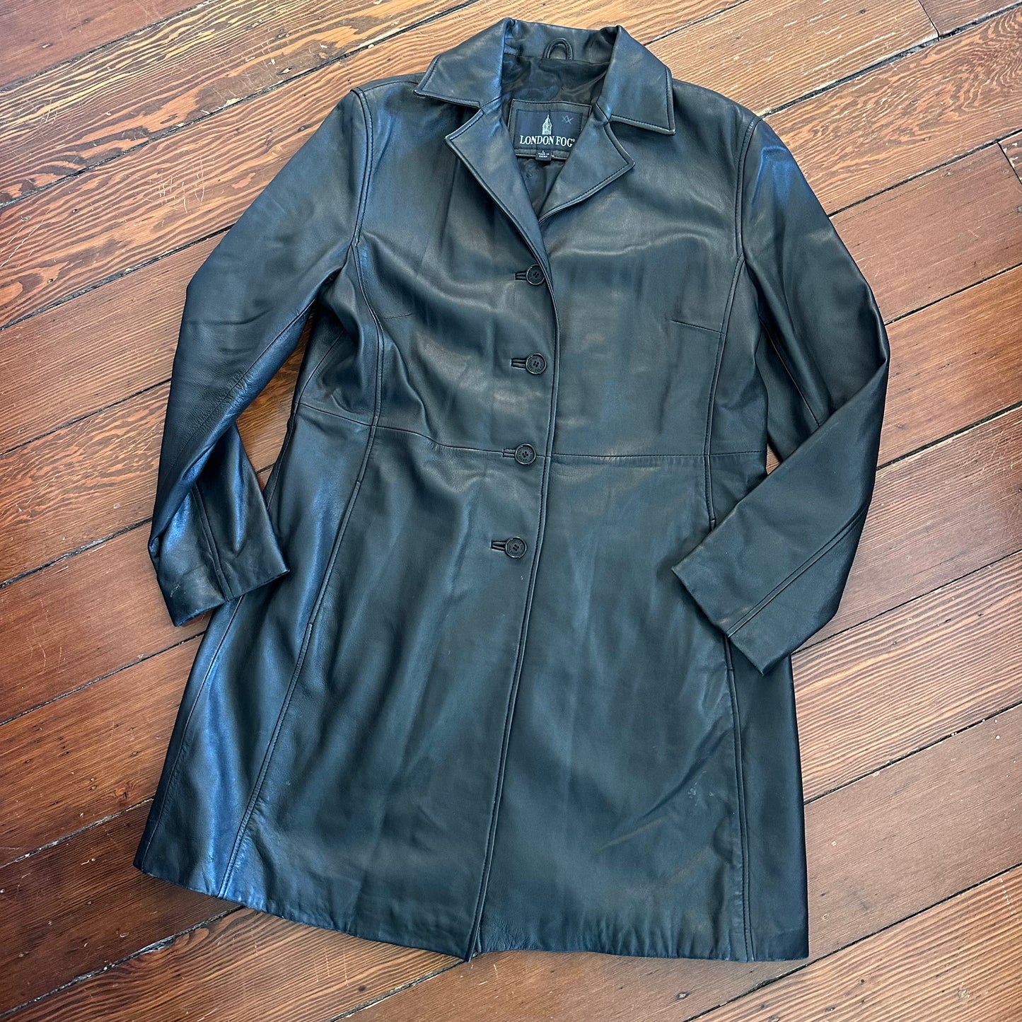 Vintage London Fog Black Leather Jacket - Large