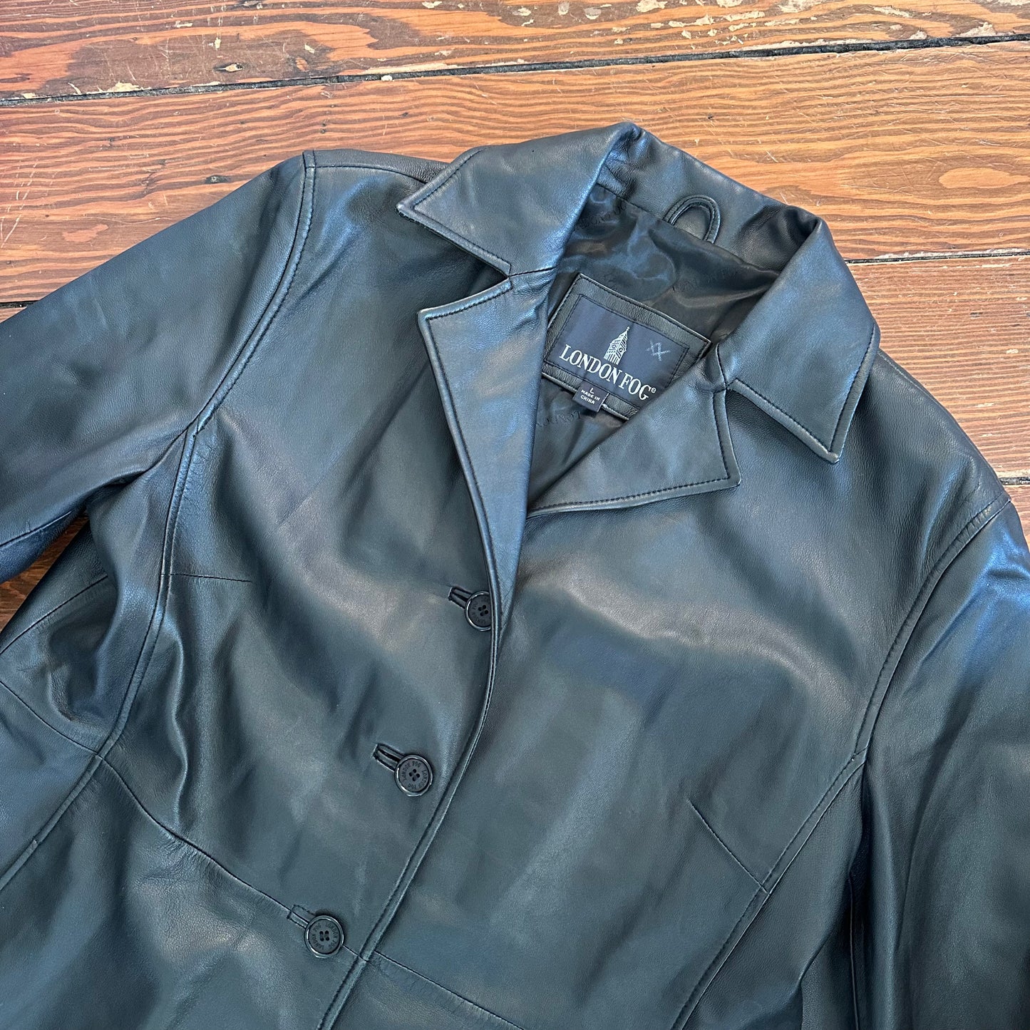 Vintage London Fog Black Leather Jacket - Large