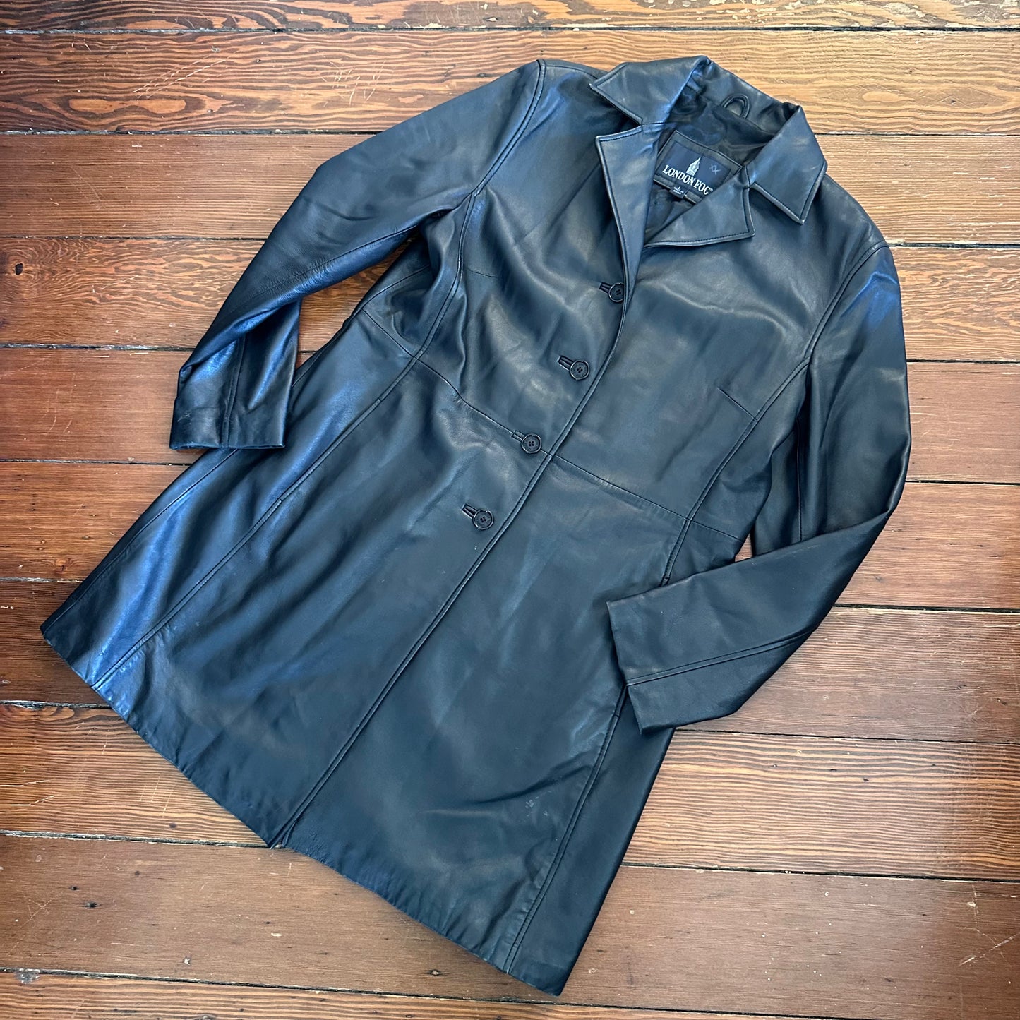 Vintage London Fog Black Leather Jacket - Large