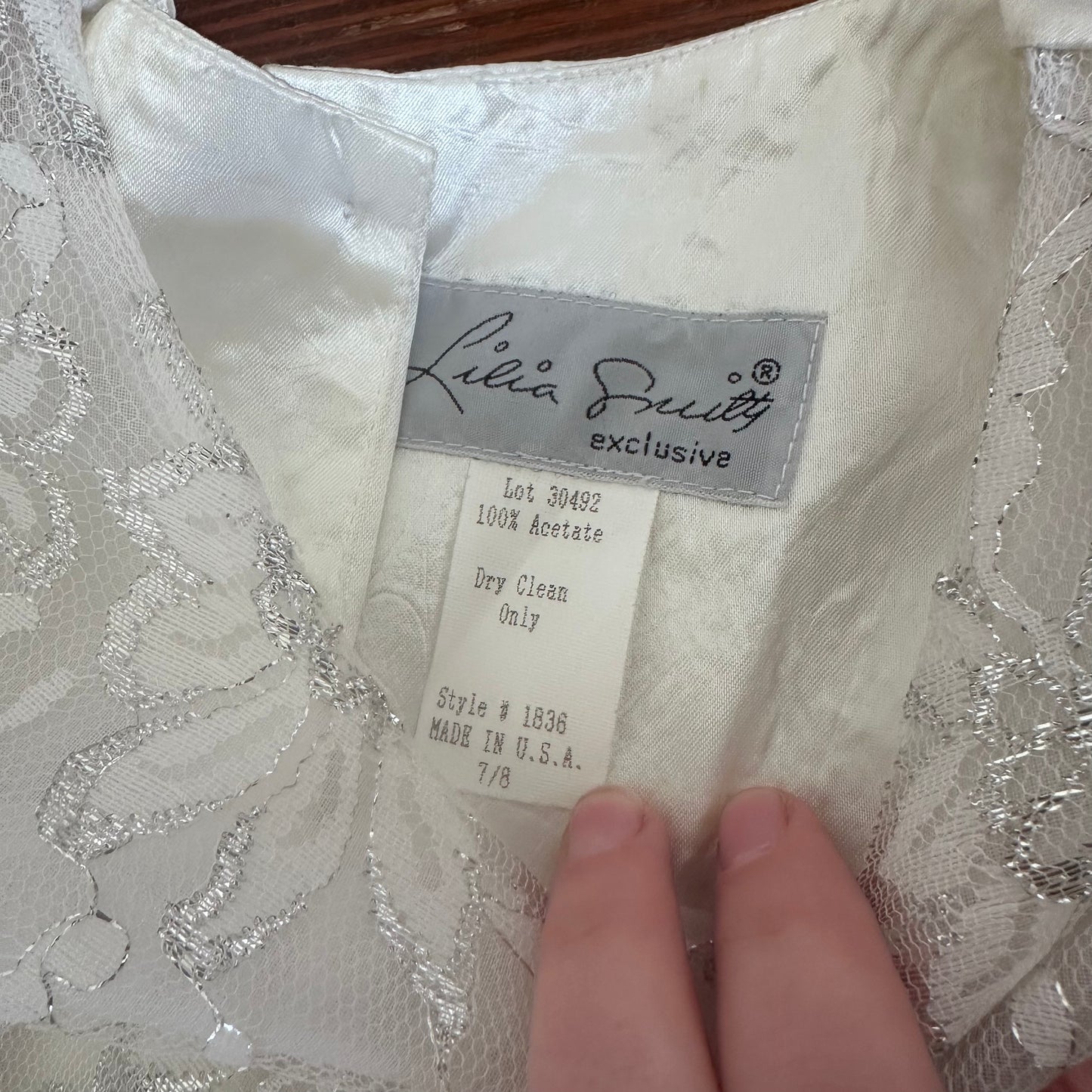 Vintage White Pear & Beaded Detailed Wedding Dress with Belt - Small