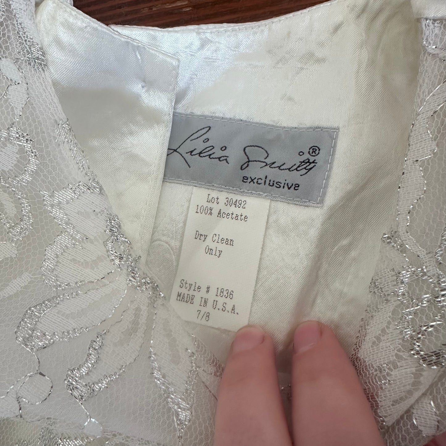 Vintage White Pear & Beaded Detailed Wedding Dress with Belt - Small