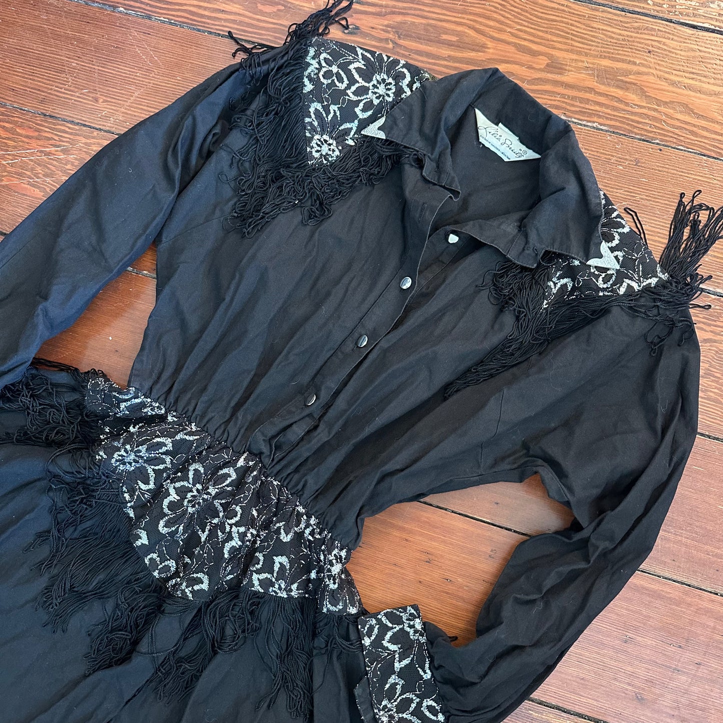 Vintage Lilia Smitty Black Western Cowgirl Rockabilly Dress - Small/Medium