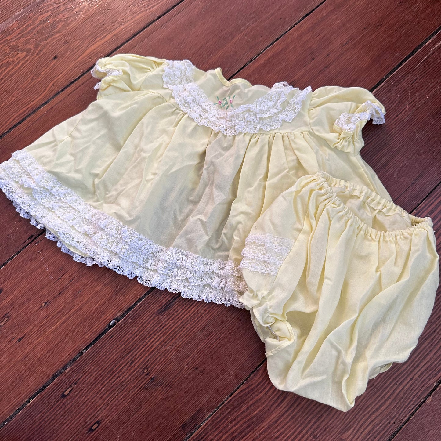Vintage Yellow Dress & Bloomer Set