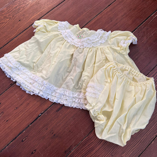 Vintage Yellow Dress & Bloomer Set