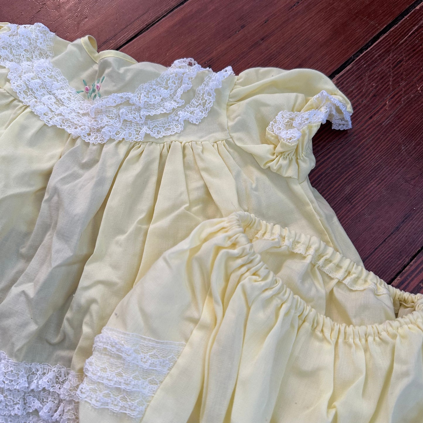 Vintage Yellow Dress & Bloomer Set