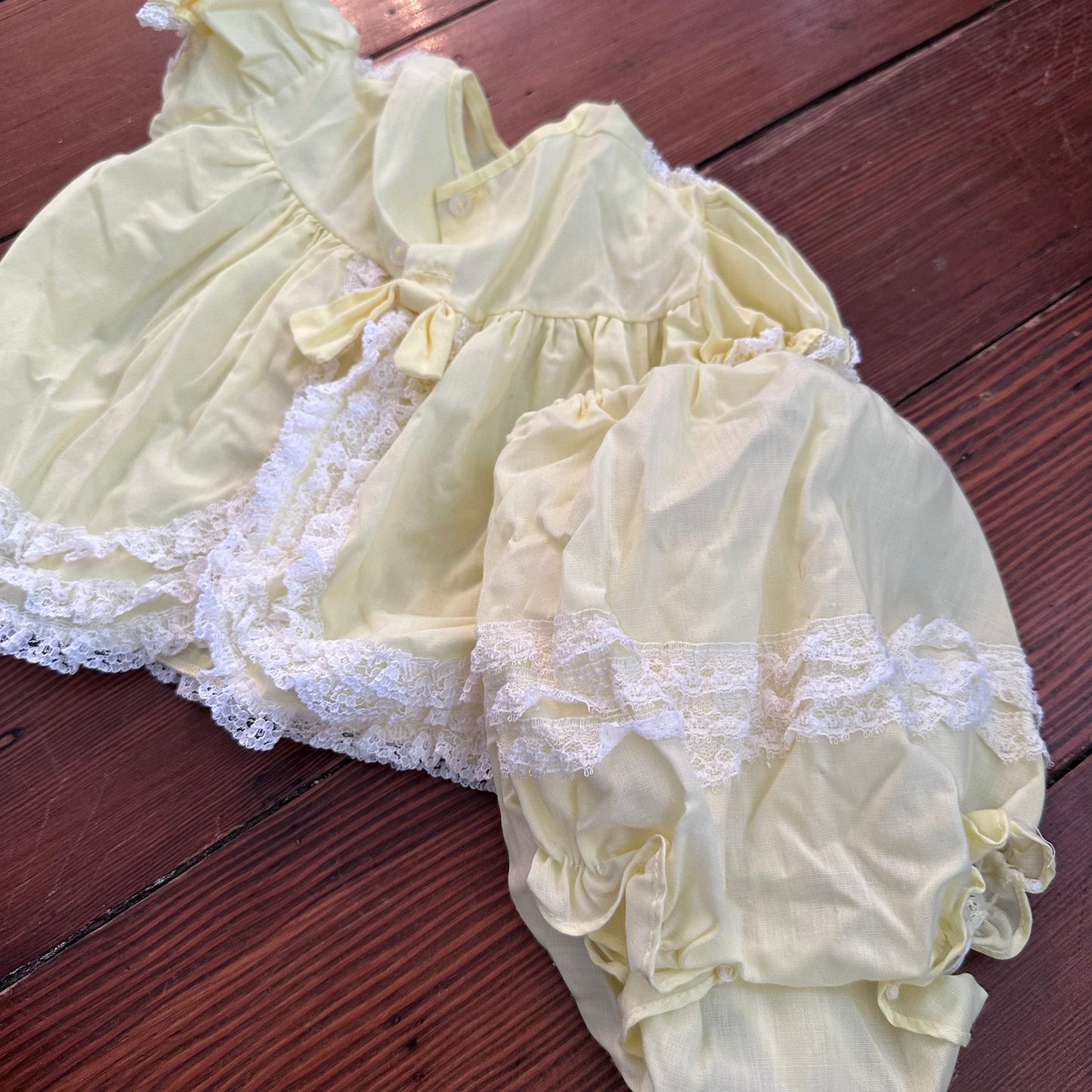 Vintage Yellow Dress & Bloomer Set