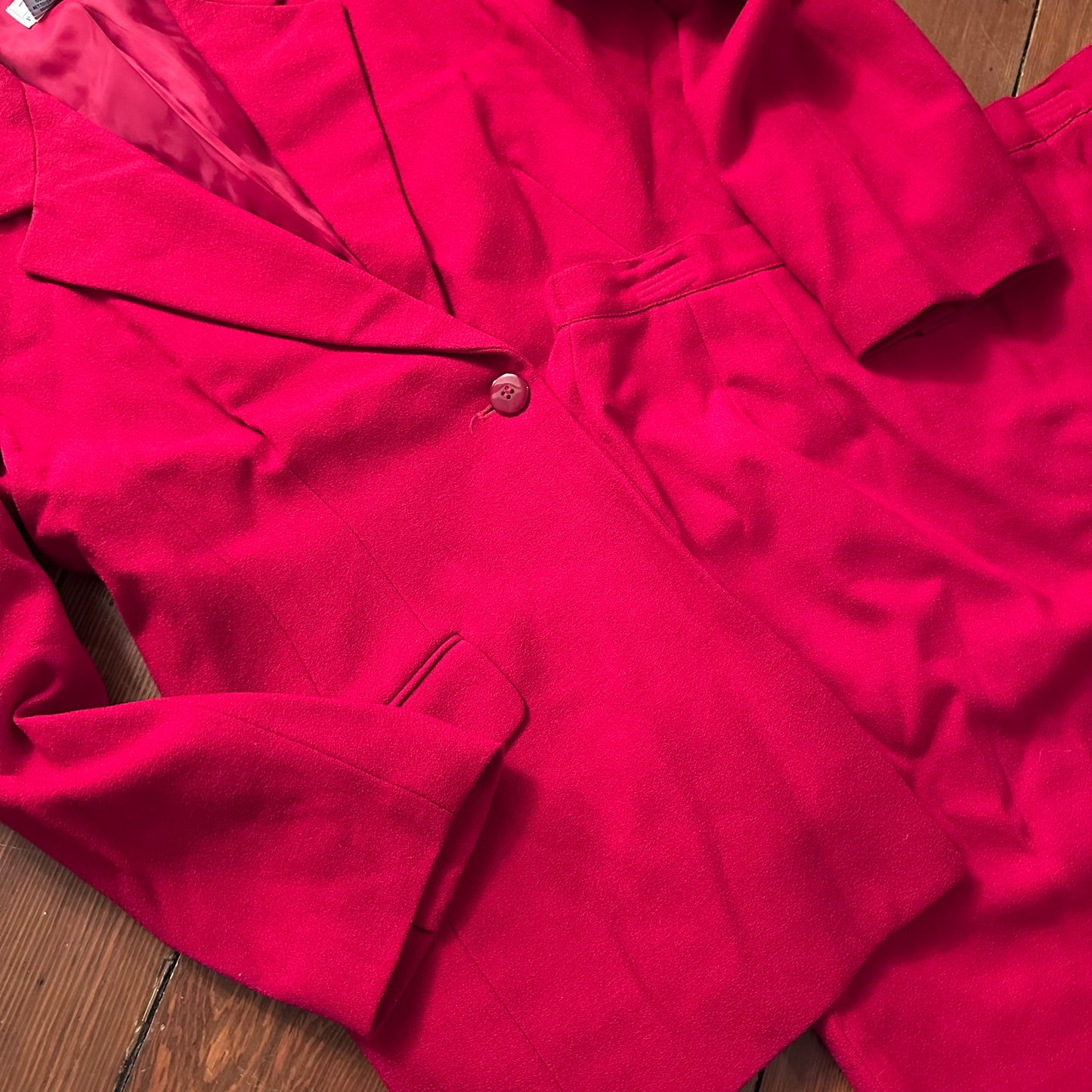 Vintage Talbots Red 100% Wool Blazer & Skirt Set - Large