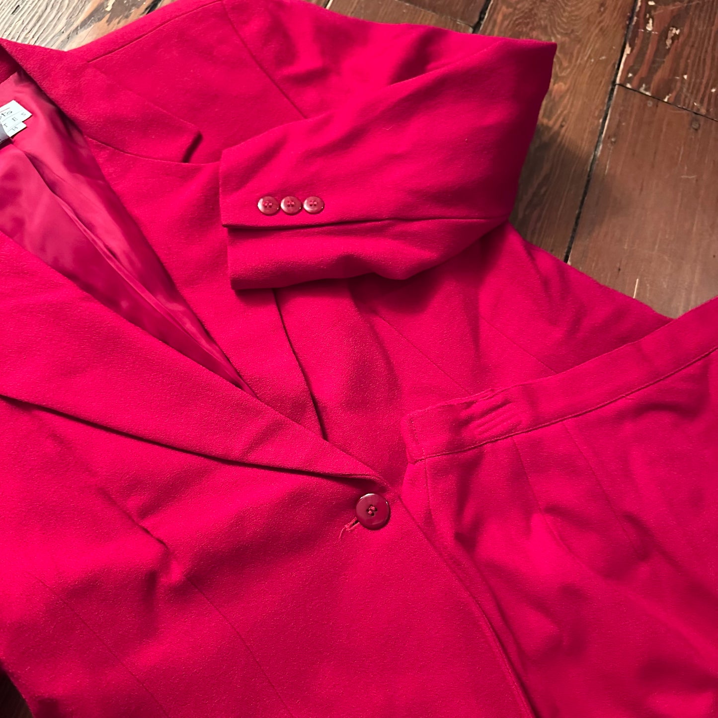 Vintage Talbots Red 100% Wool Blazer & Skirt Set - Large