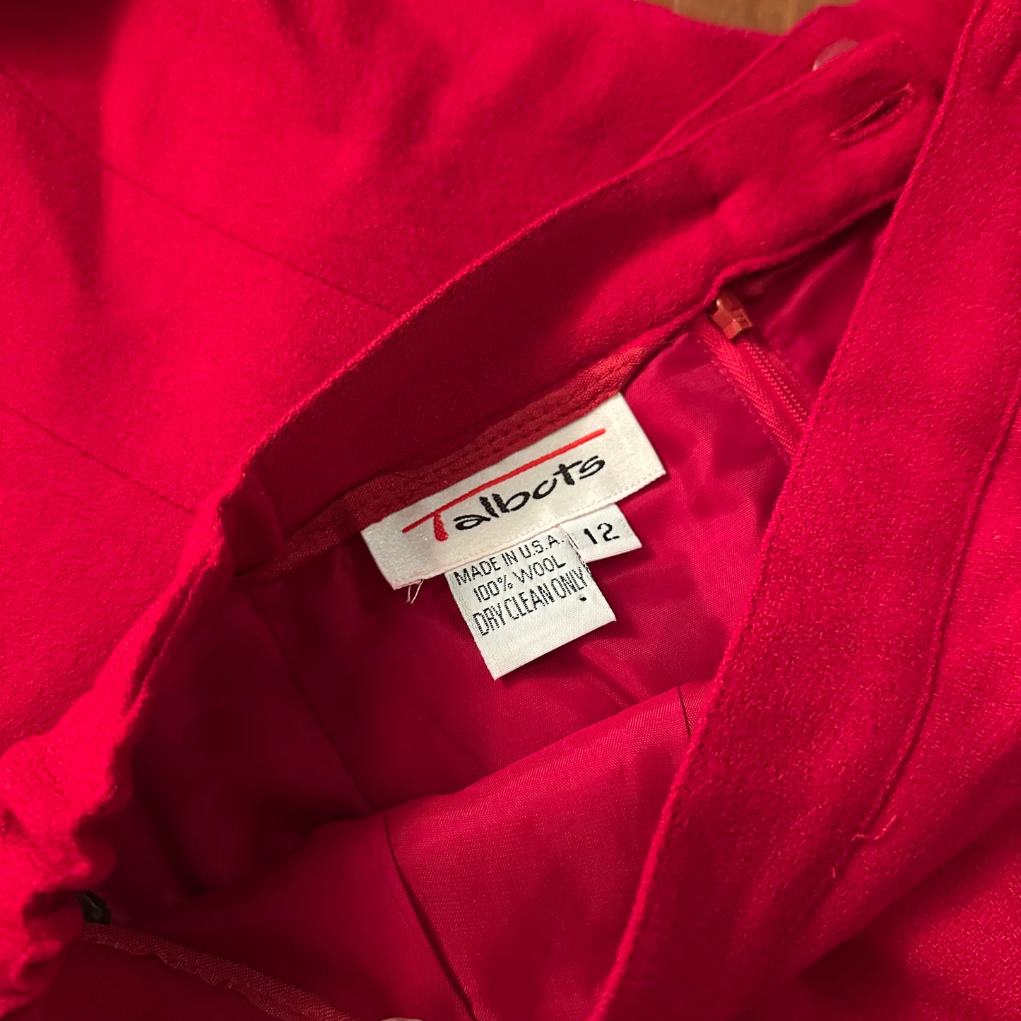 Vintage Talbots Red 100% Wool Blazer & Skirt Set - Large