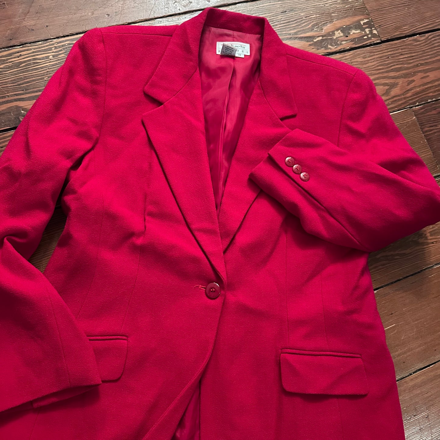 Vintage Talbots Red 100% Wool Blazer & Skirt Set - Large