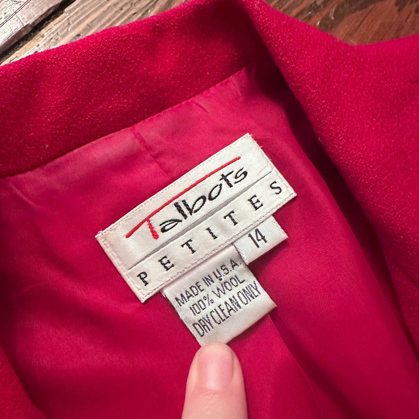 Vintage Talbots Red 100% Wool Blazer & Skirt Set - Large