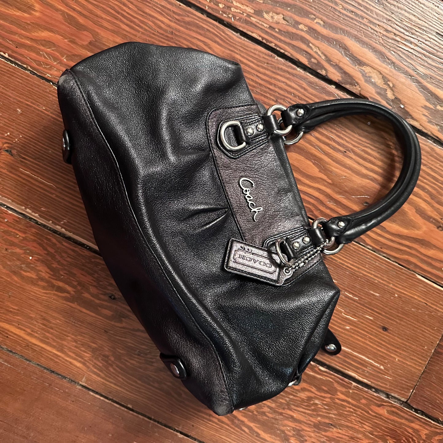 Coach Black Leather Ashley Satchel Purse