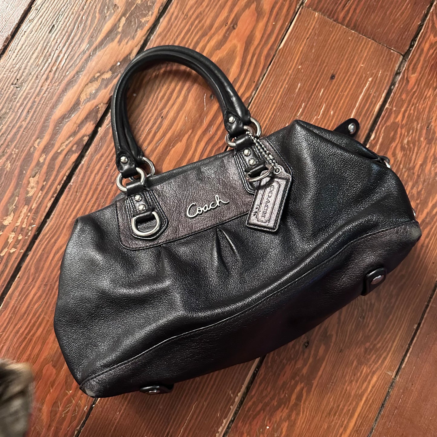 Coach Black Leather Ashley Satchel Purse