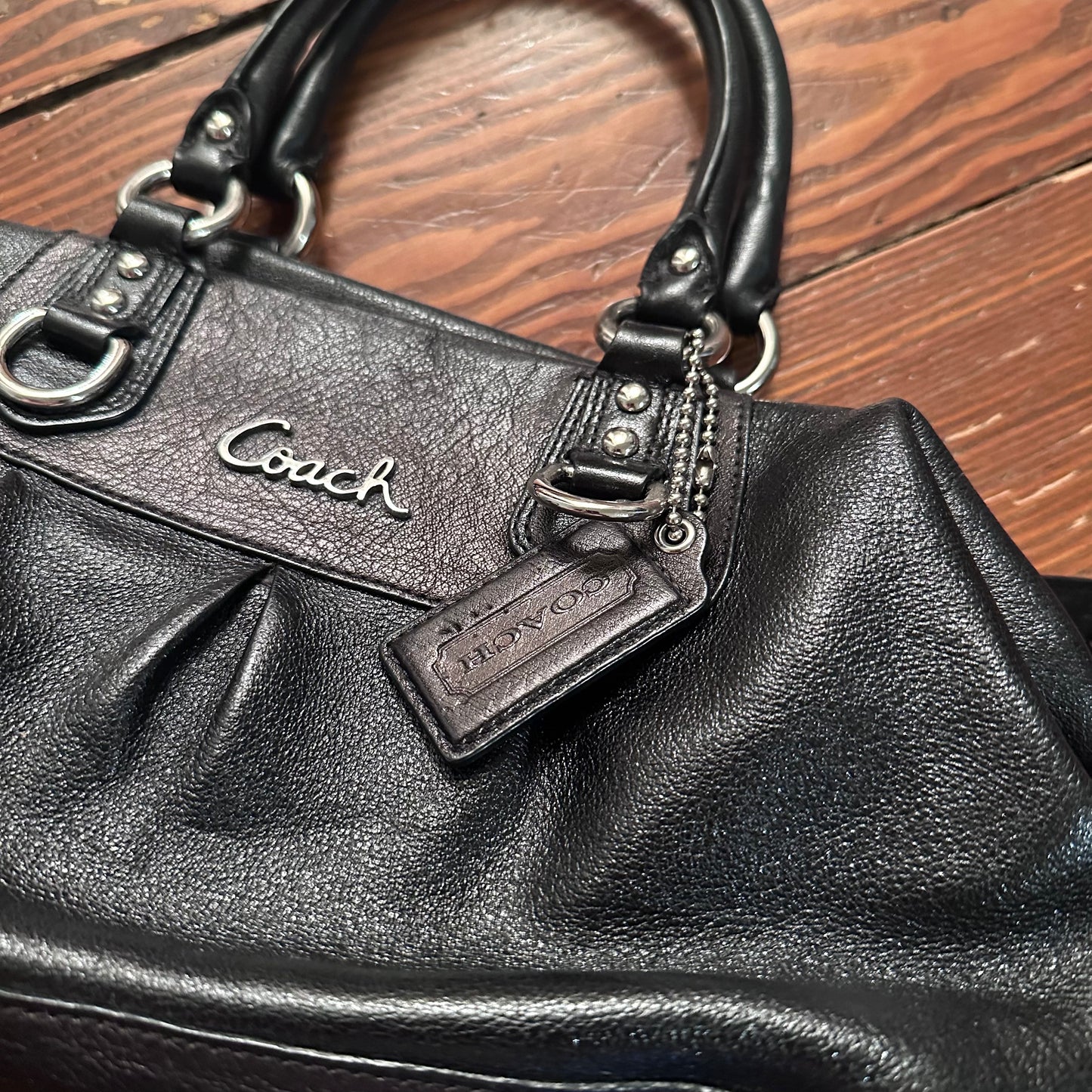 Coach Black Leather Ashley Satchel Purse