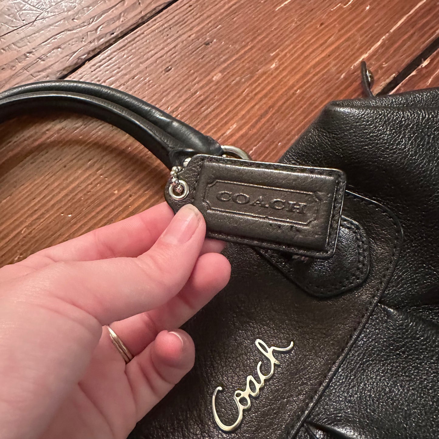 Coach Black Leather Ashley Satchel Purse