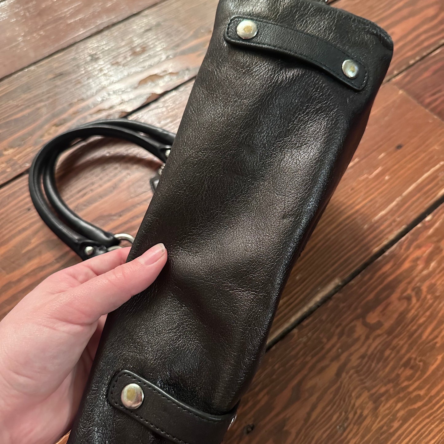 Coach Black Leather Ashley Satchel Purse