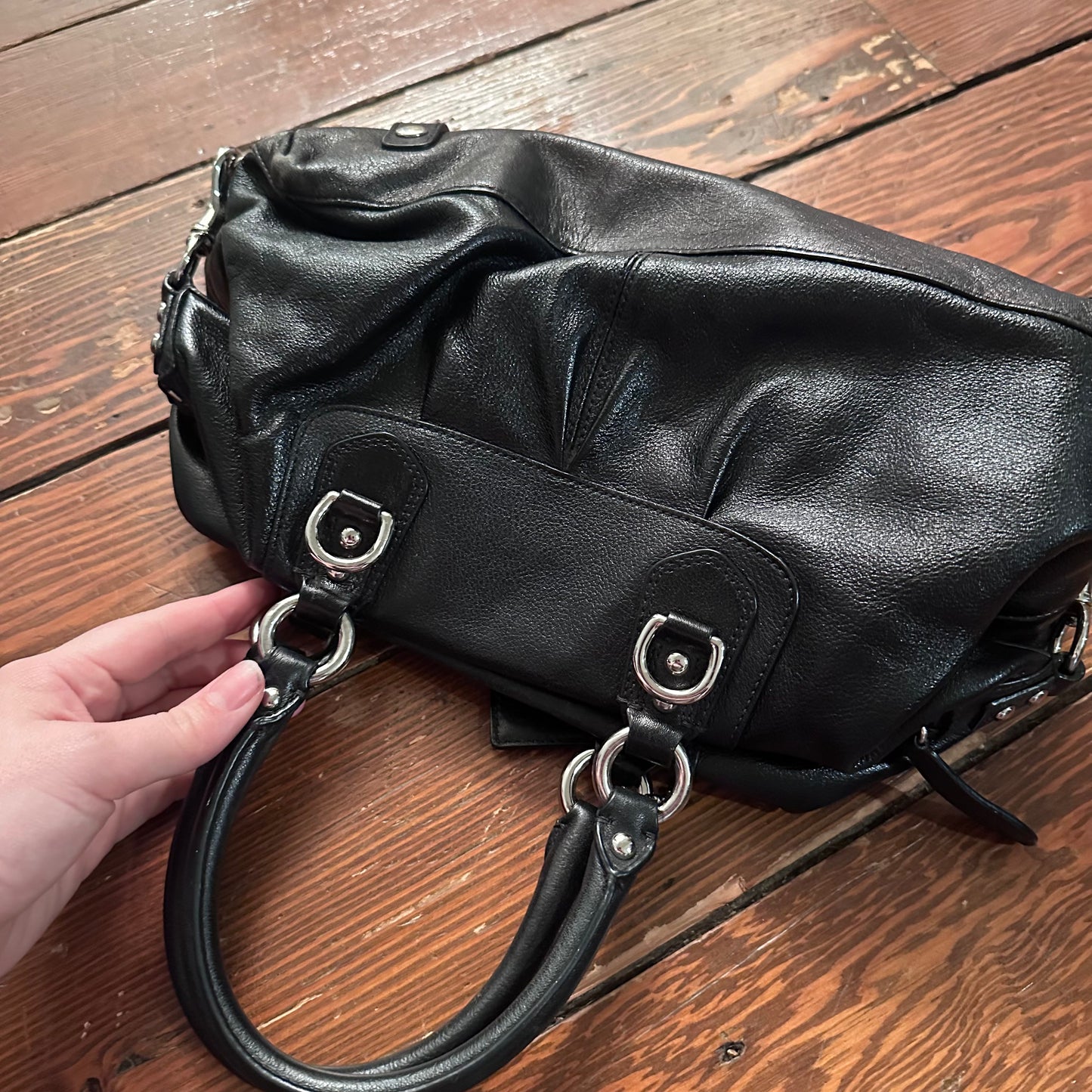 Coach Black Leather Ashley Satchel Purse