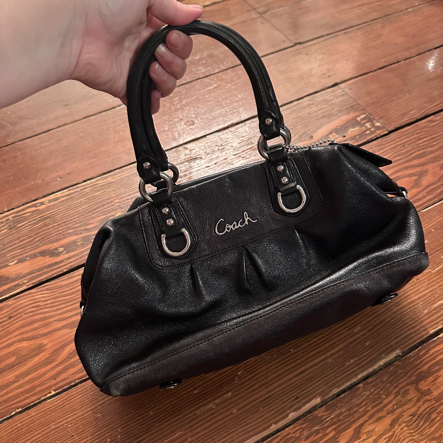 Coach Black Leather Ashley Satchel Purse