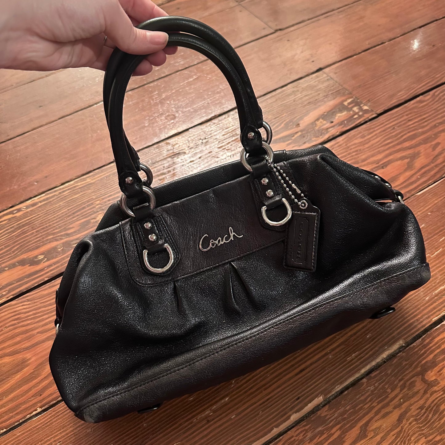 Coach Black Leather Ashley Satchel Purse