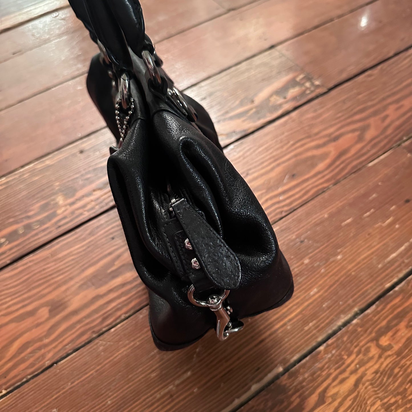 Coach Black Leather Ashley Satchel Purse
