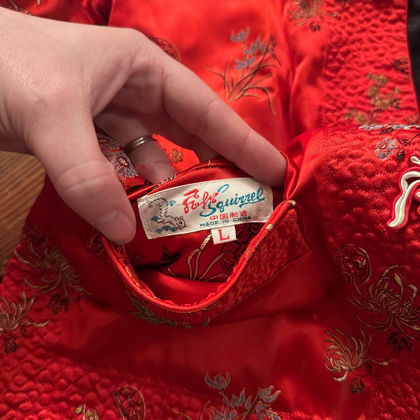 Vintage Reversible Silky Red Chinese Jacket - Size Large