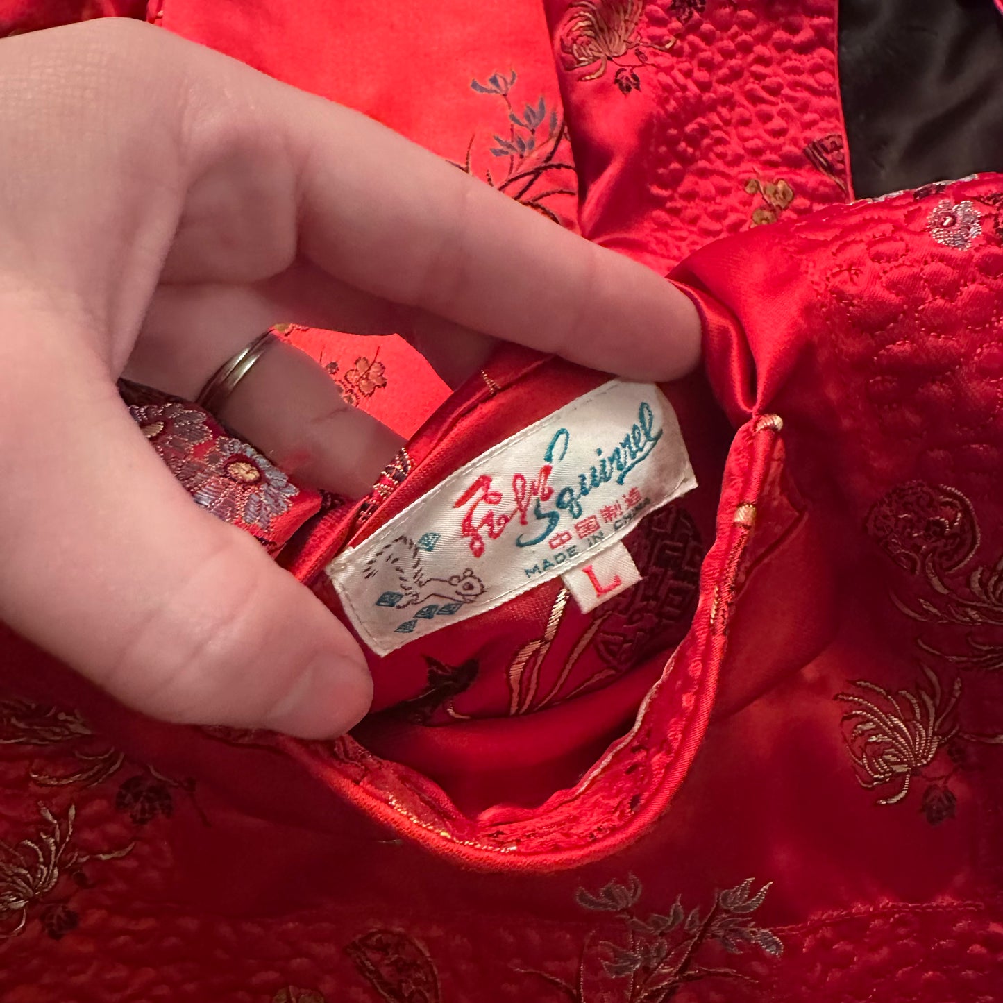 Vintage Reversible Silky Red Chinese Jacket - Size Large