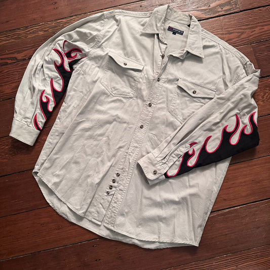 Vintage Roper Flame Sleeve Button Up - Size Large