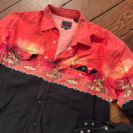 Vintage Western Roper Western Button Up - Size Large