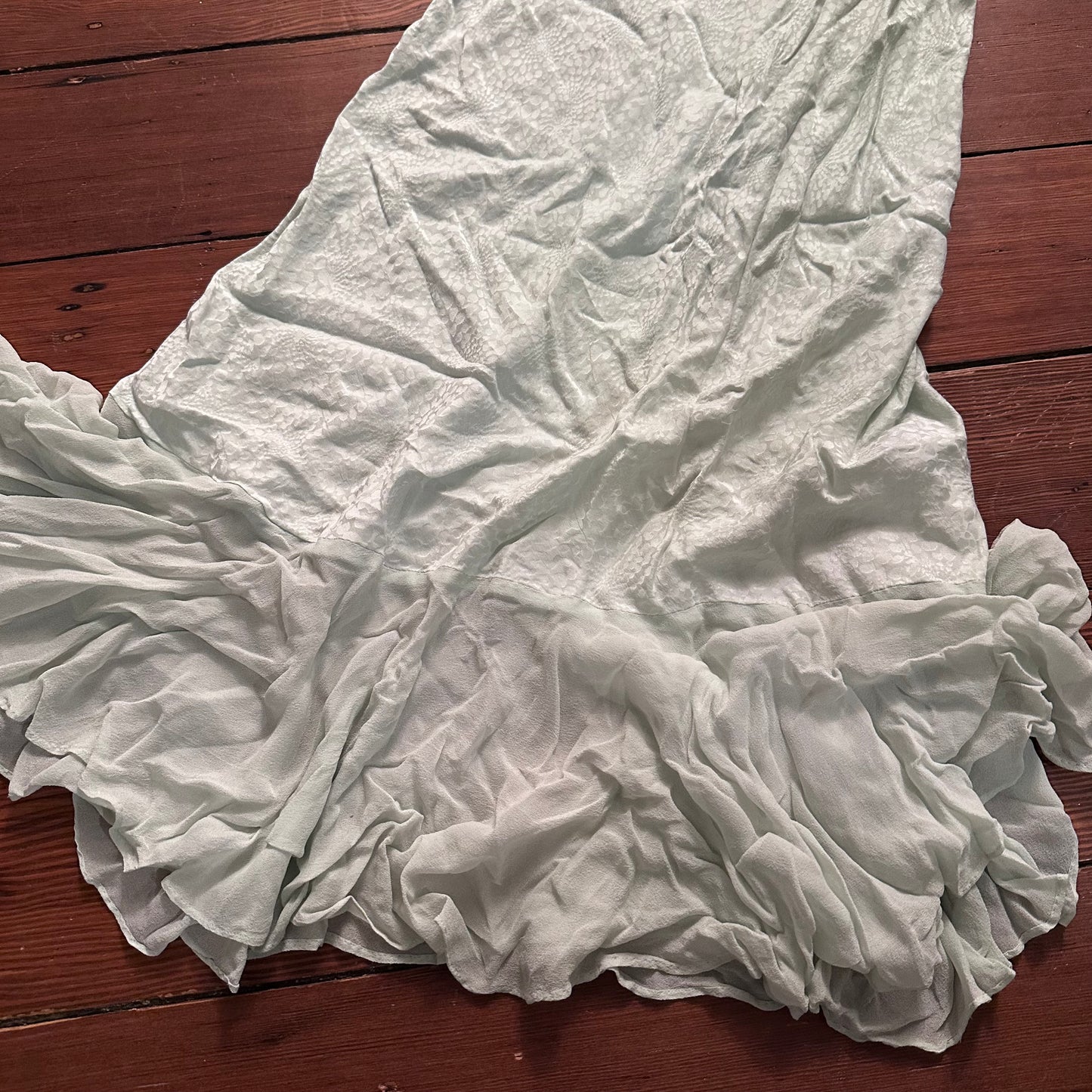 Vintage Mint Green Slip Dress / Nightgown with Lace Detailing