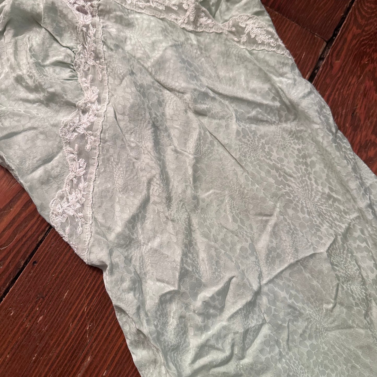 Vintage Mint Green Slip Dress / Nightgown with Lace Detailing