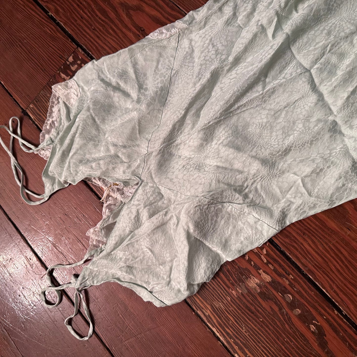 Vintage Mint Green Slip Dress / Nightgown with Lace Detailing