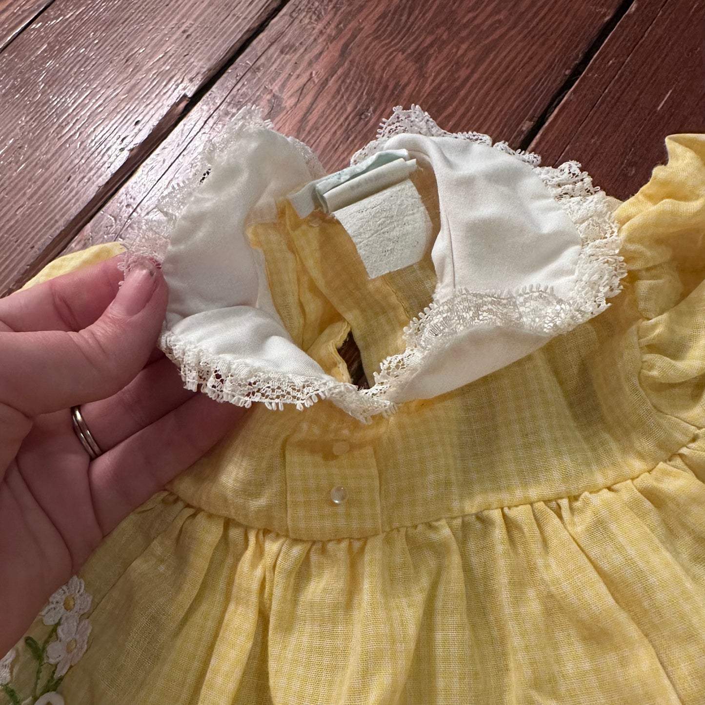 Vintage Yellow Gingham Dress & Bloomer Set - 0-6 Months