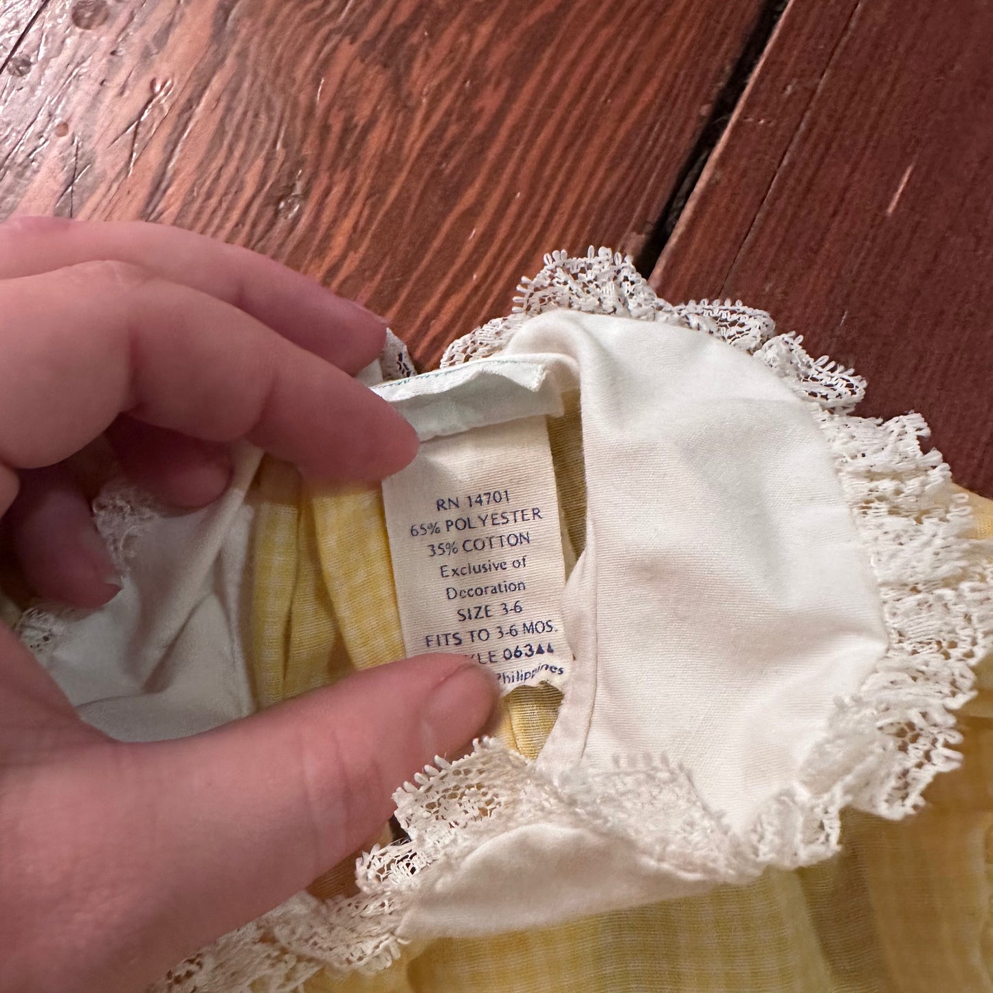 Vintage Yellow Gingham Dress & Bloomer Set - 0-6 Months