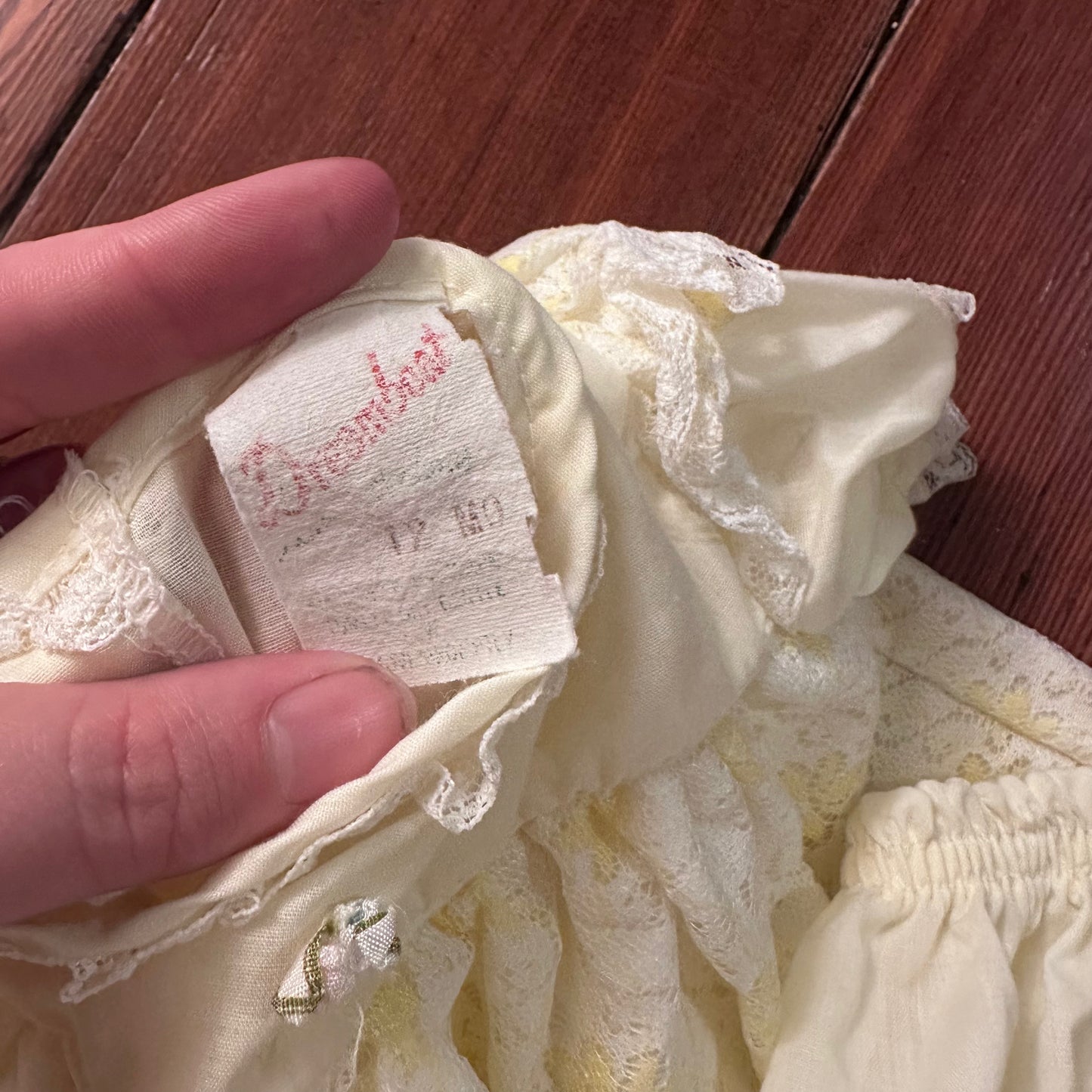 Vintage Dreamboat Pastel Yellow Lacey Dress - 12 Months
