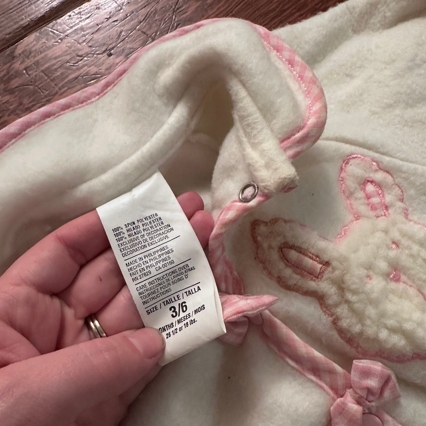 Vintage 3pc Fleece Set with Pink Details - 3-6 Months