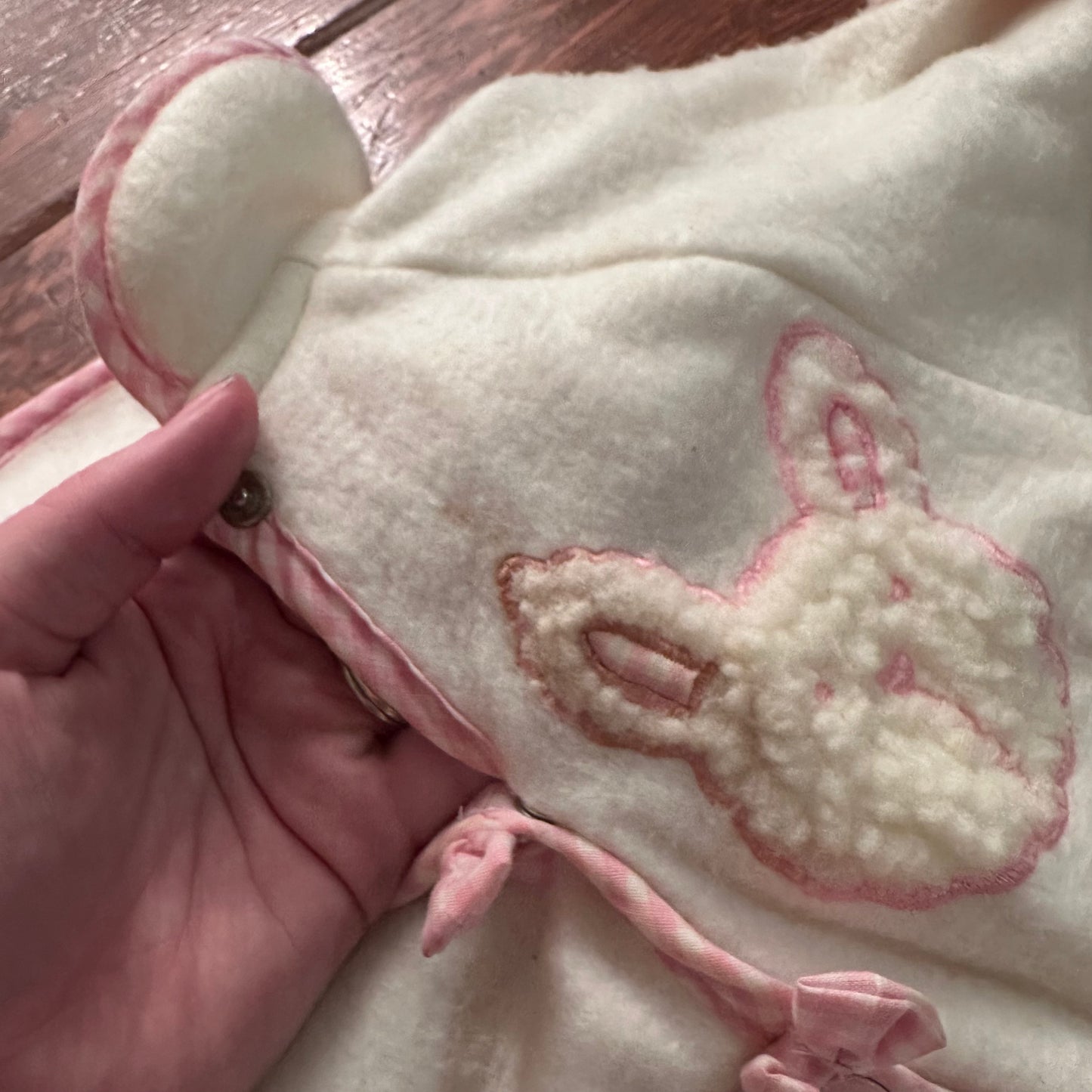 Vintage 3pc Fleece Set with Pink Details - 3-6 Months