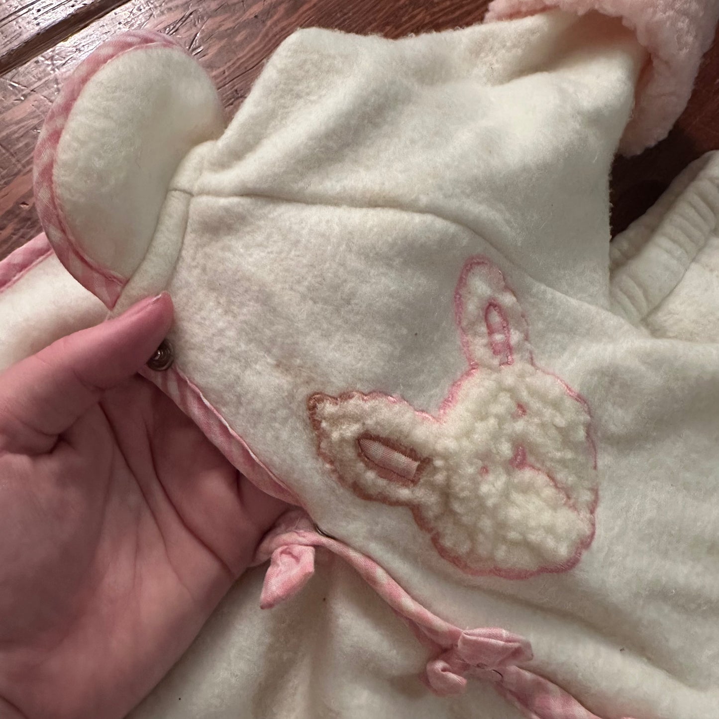 Vintage 3pc Fleece Set with Pink Details - 3-6 Months