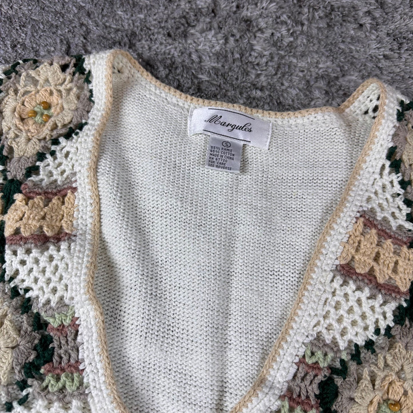 Vintage Knit Sweater Vest with Beaded Details // Small