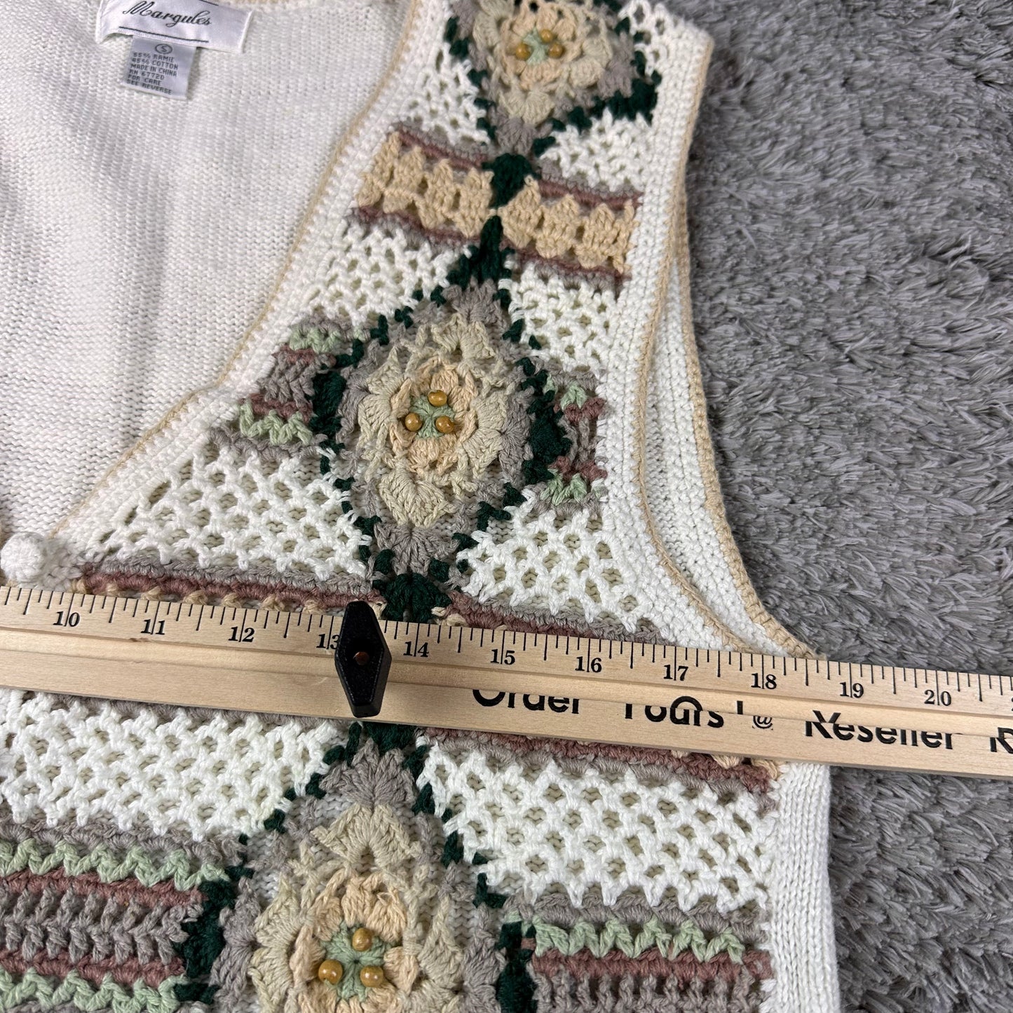 Vintage Knit Sweater Vest with Beaded Details // Small