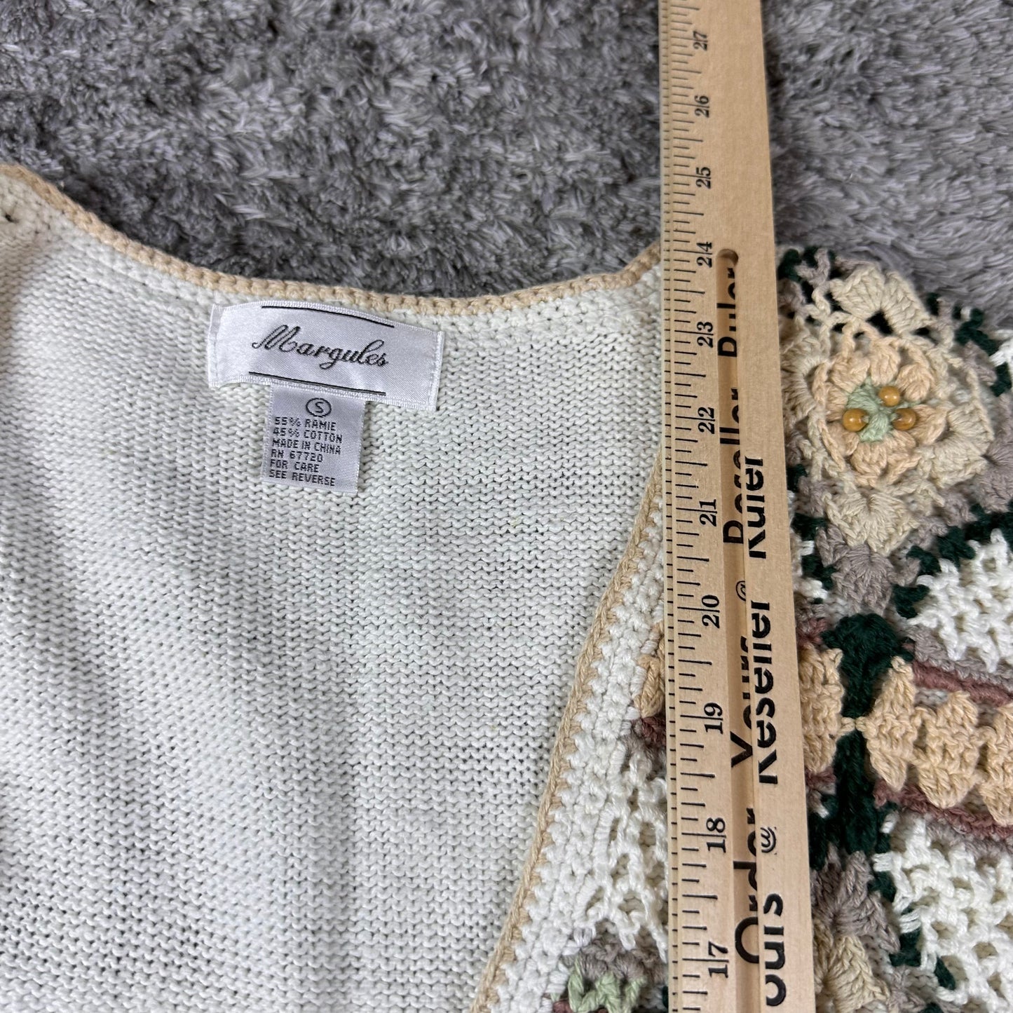 Vintage Knit Sweater Vest with Beaded Details // Small